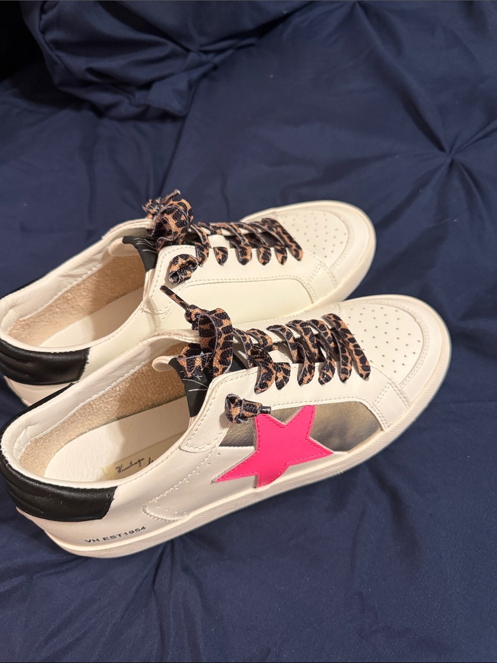 Vintage Havana Cream Sneakers with Hot Pink Star